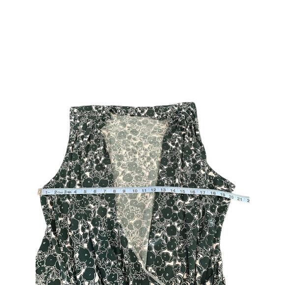 Eloquii Green White Plus Floral Print Work Office Faux Wrap Blouse Size 22/24 - Picture 7 of 8